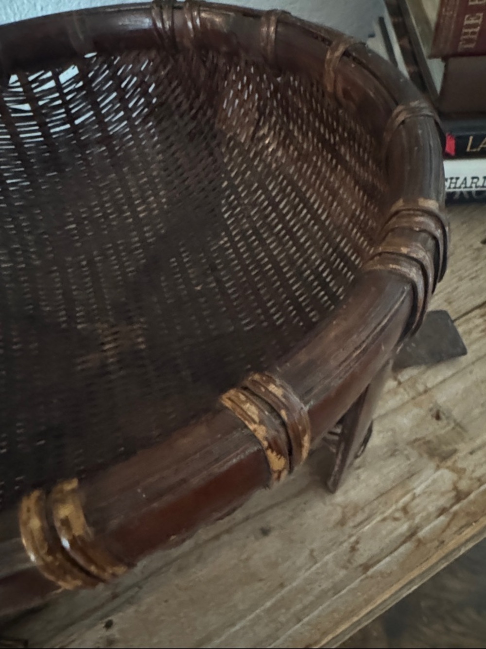 Handwoven Brown Rattan Bowl Basket - Rustic Home Accents - Picture 7 of 9